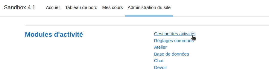 Gestion des activités