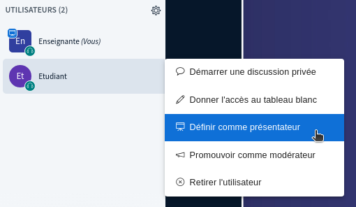 Donner rôle présentateur